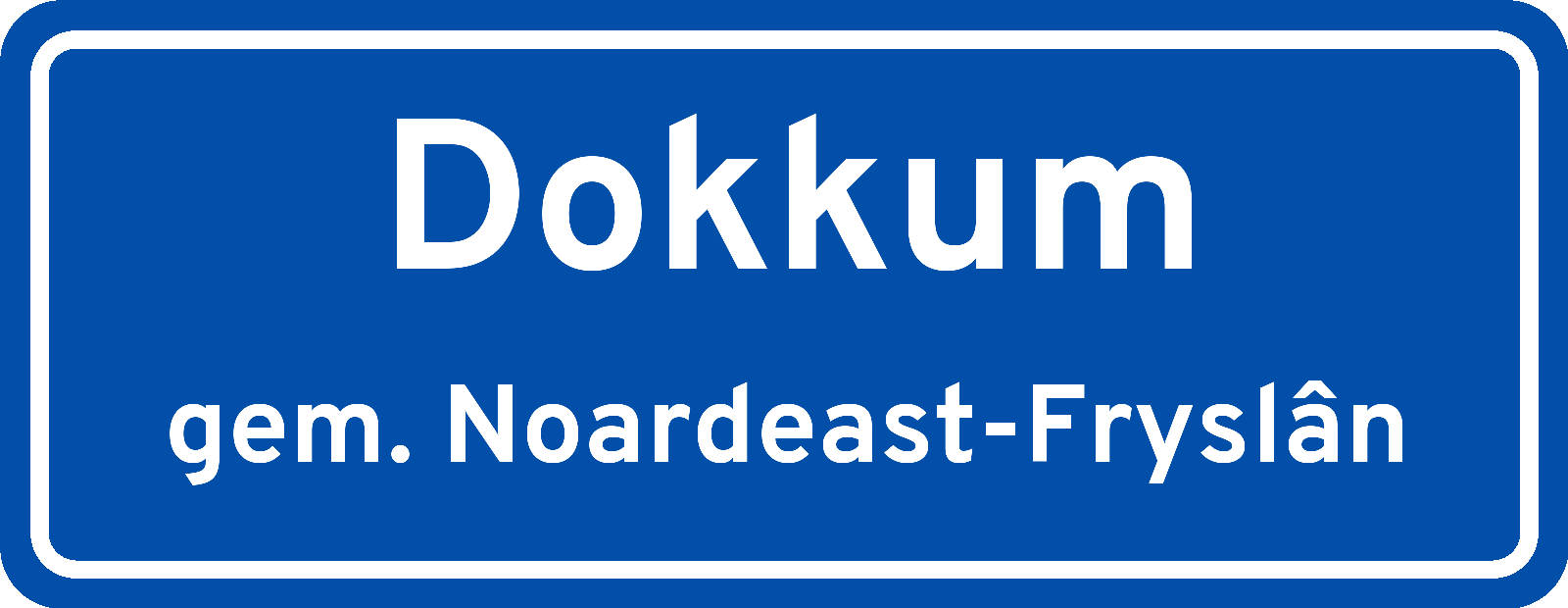 Plaatsnaambord Dokkum gemeente Noardeast-Fryslân