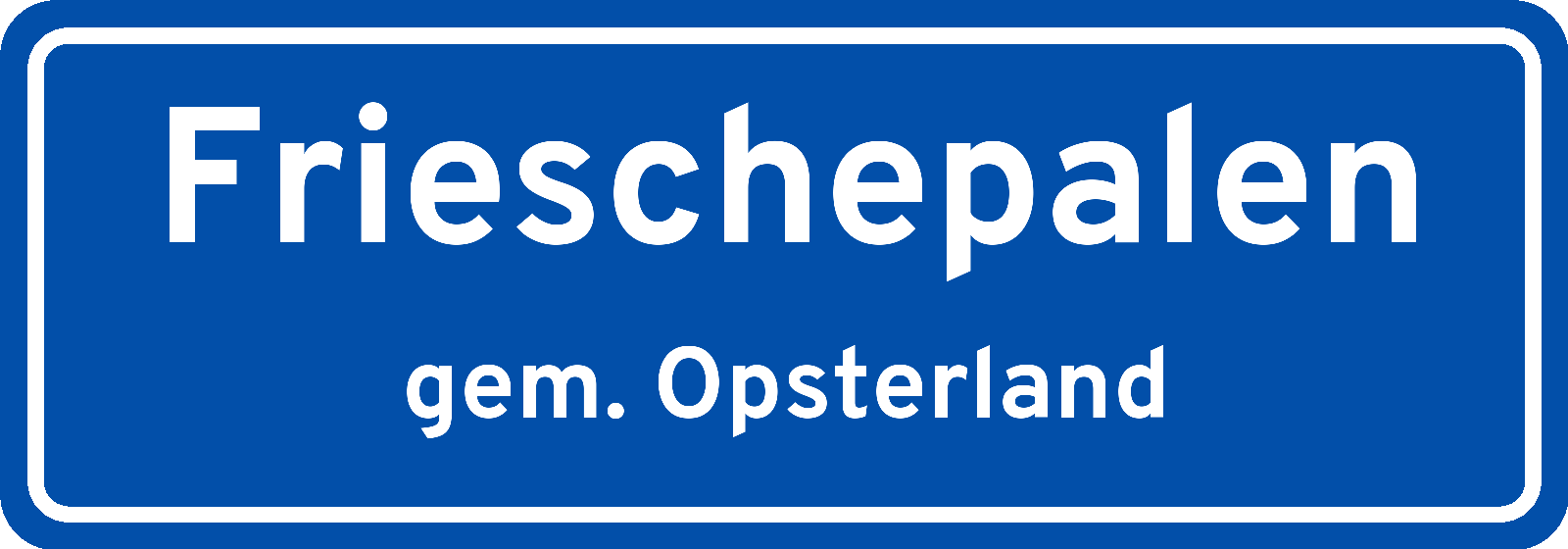 Plaatsnaambord Frieschepalen gemeente Opsterland