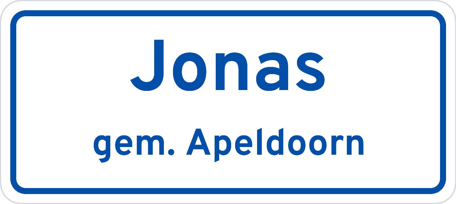 Plaatsnaambord Jonas gemeente Apeldoorn