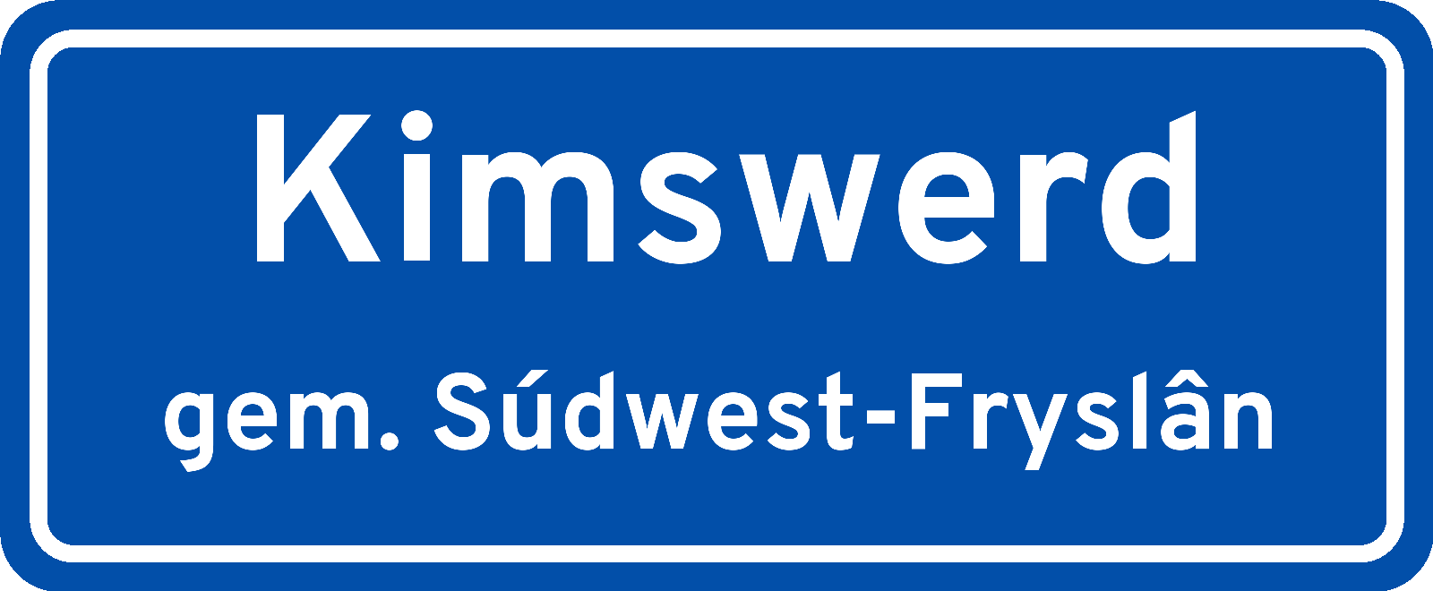 Plaatsnaambord Kimswerd gemeente Súdwest-Fryslân