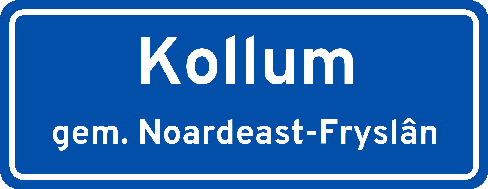 Plaatsnaambord Kollum gemeente Noardeast-Fryslân