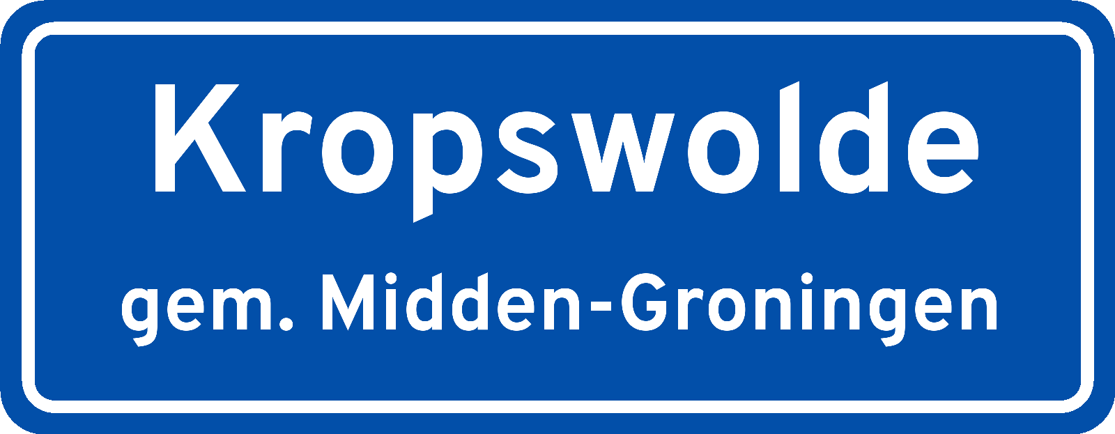 Plaatsnaambord Kropswolde gemeente Midden-Groningen