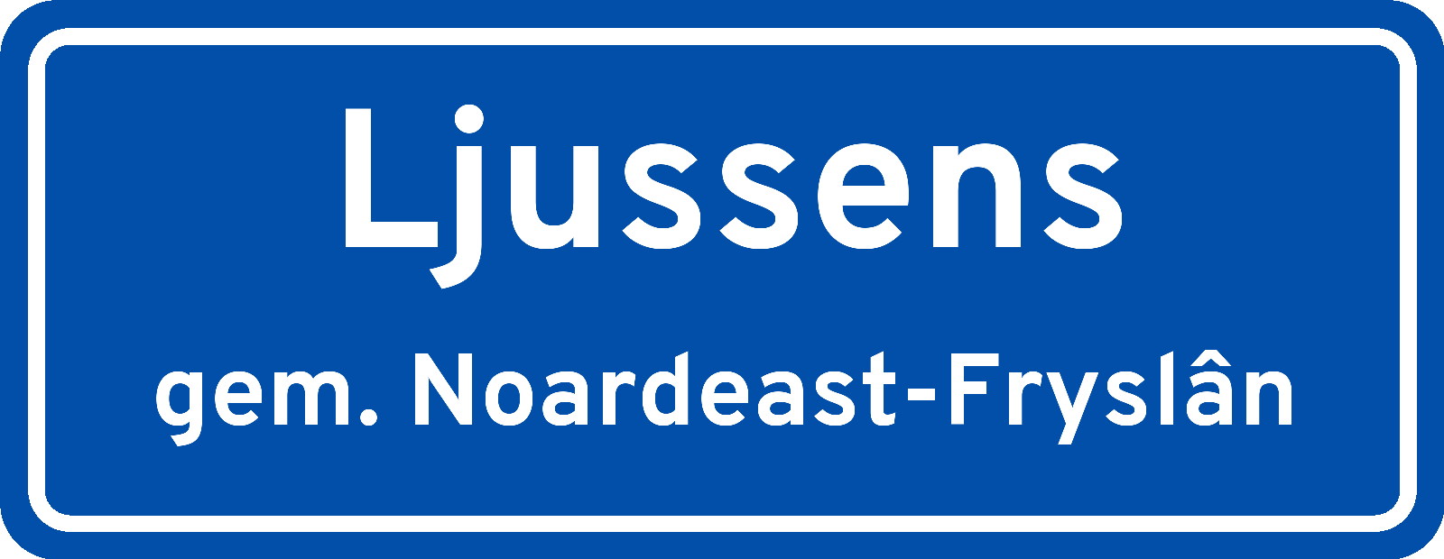 Plaatsnaambord Ljussens gemeente Noardeast-Fryslân