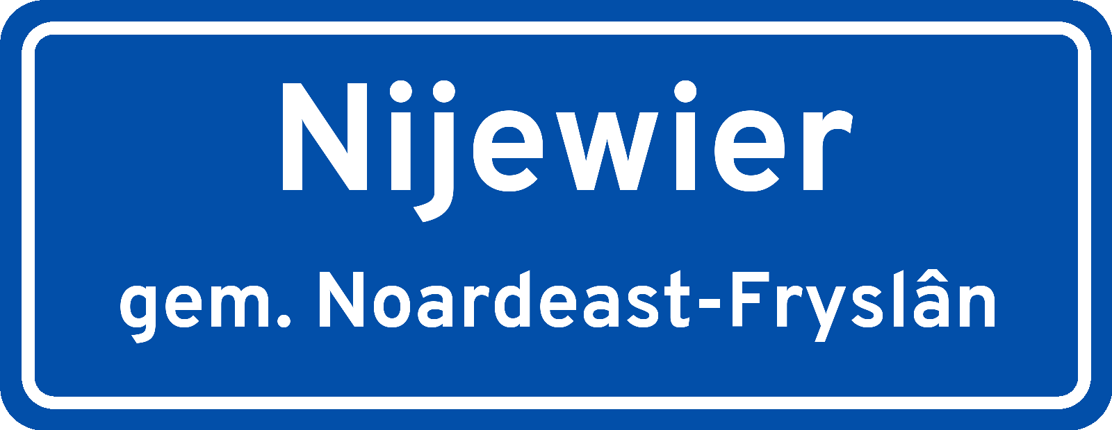 Plaatsnaambord Nijewier gemeente Noardeast-Fryslân