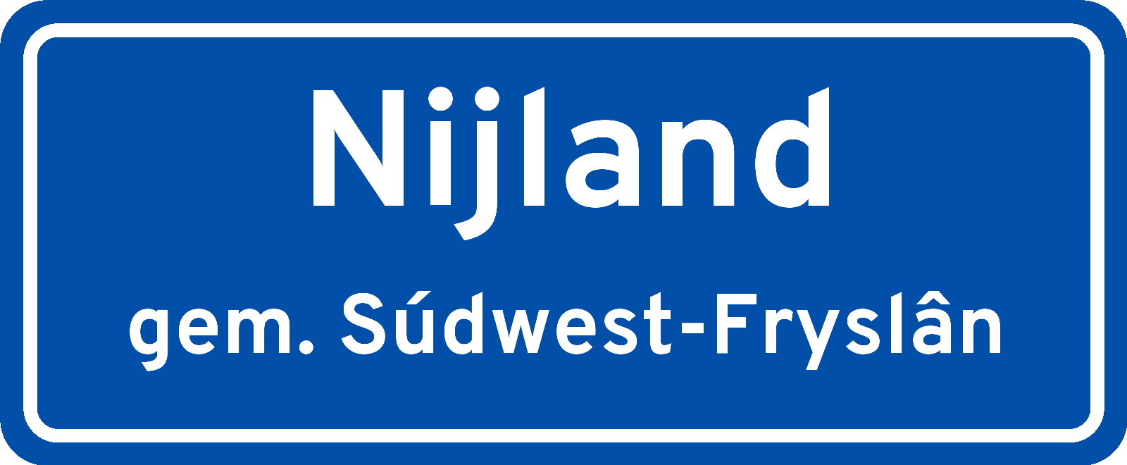Plaatsnaambord Nijland gemeente Súdwest-Fryslân