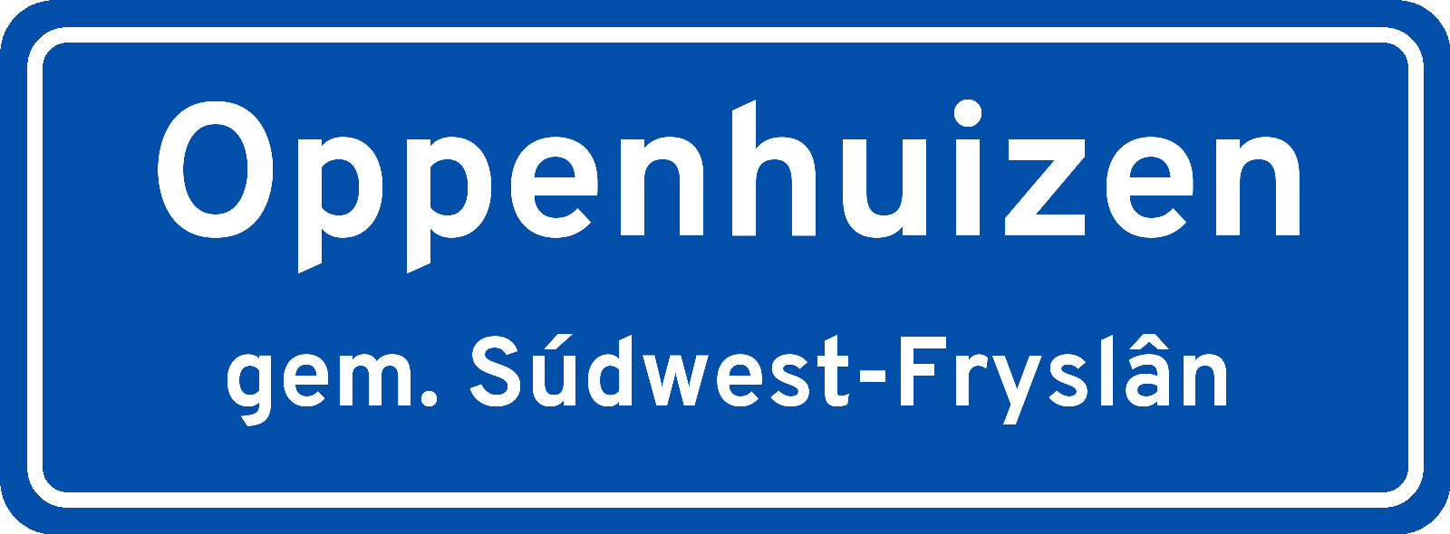 Plaatsnaambord Oppenhuizen gemeente Súdwest-Fryslân