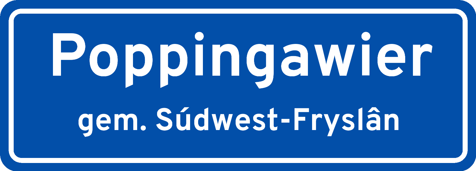 Plaatsnaambord Poppingawier gemeente Súdwest-Fryslân