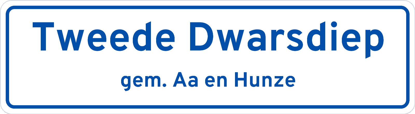 Plaatsnaambord Tweede Dwarsdiep gemeente Aa en Hunze