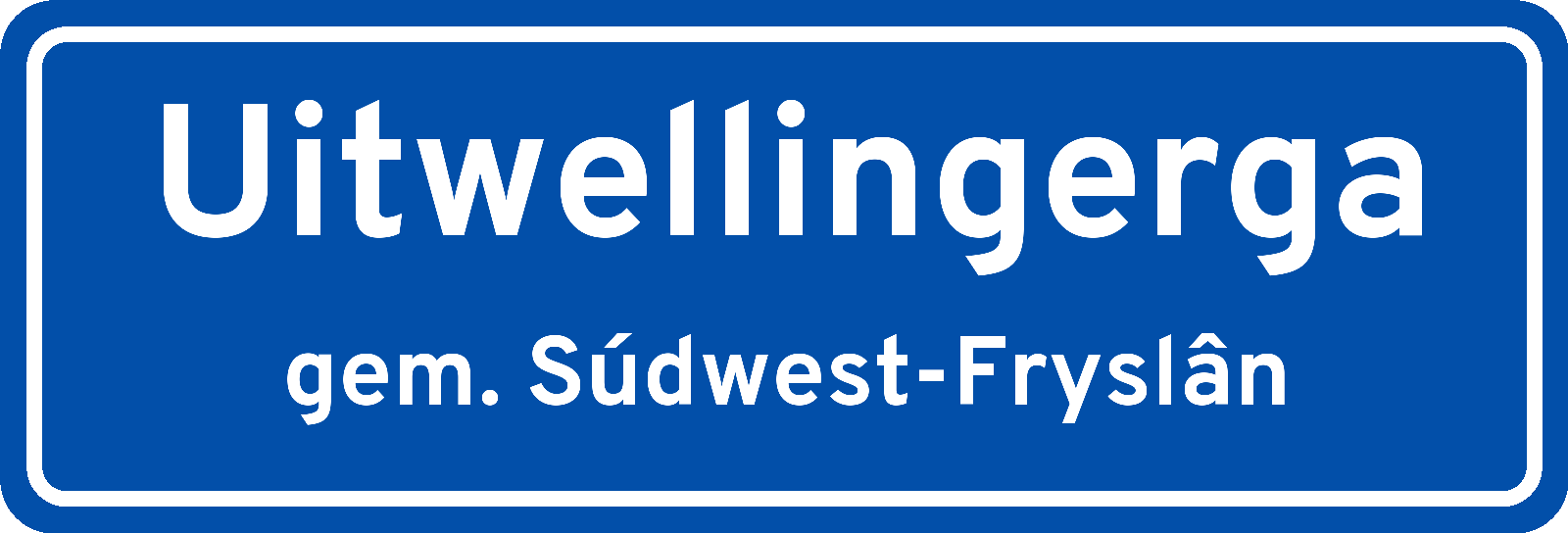 Plaatsnaambord Uitwellingerga gemeente Súdwest-Fryslân