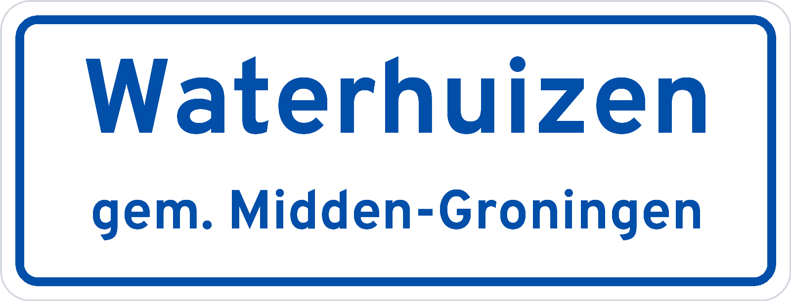 Plaatsnaambord Waterhuizen gemeente Midden-Groningen