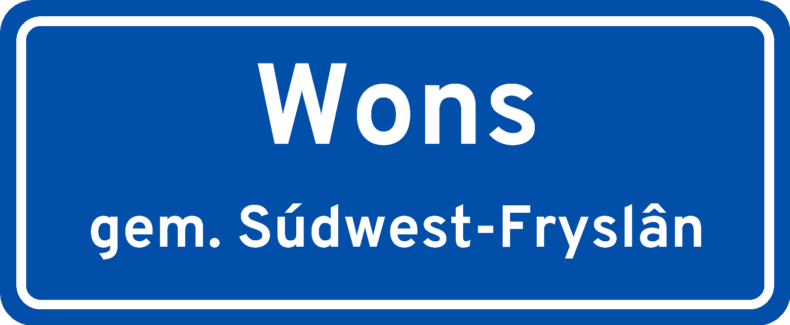 Plaatsnaambord Wons gemeente Súdwest-Fryslân