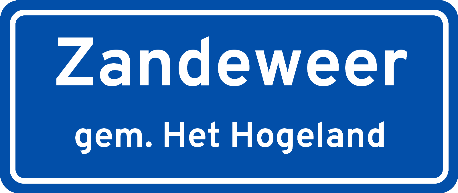 Plaatsnaambord Zandeweer gemeente Het Hogeland